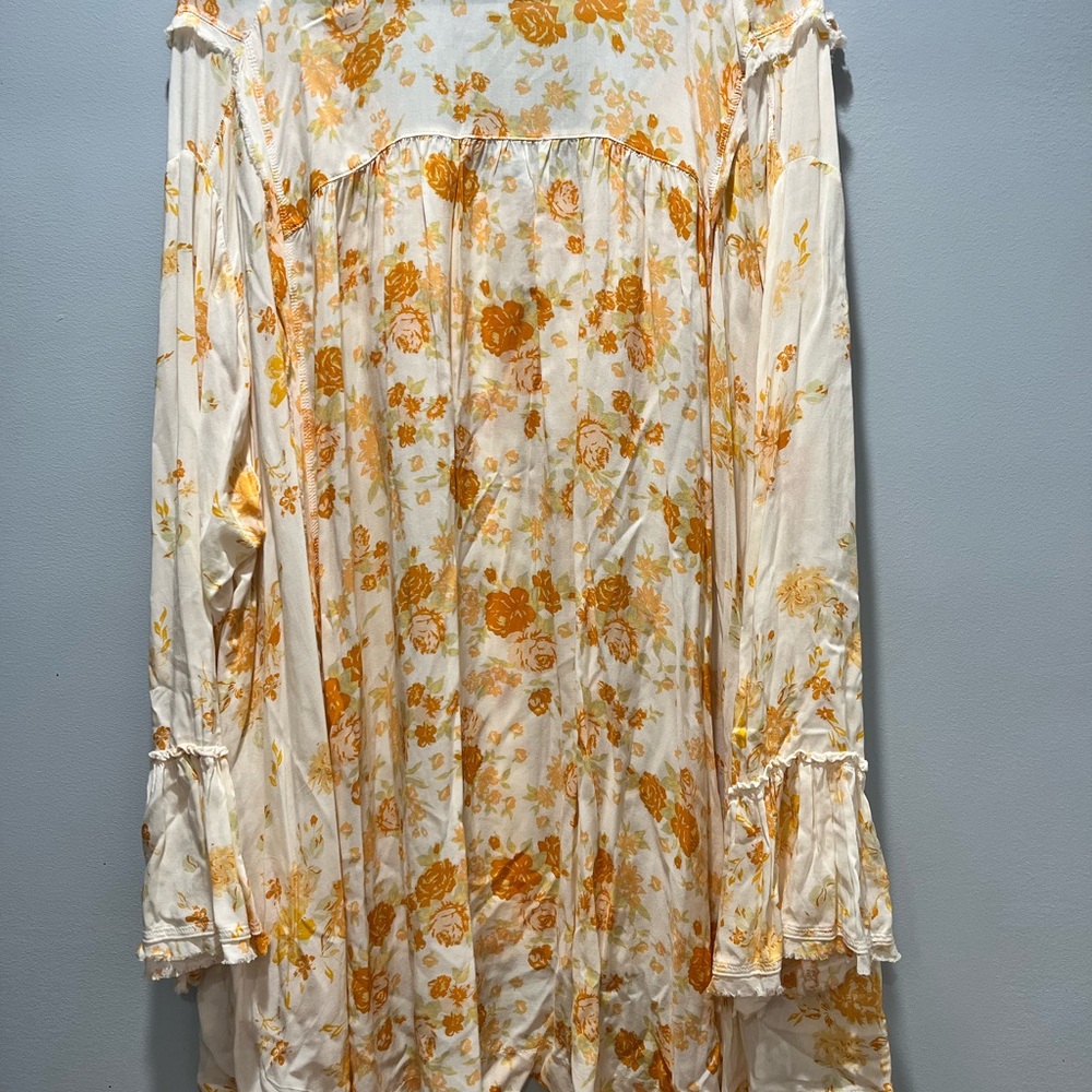 Women's Free People Loretta Tunic Top Tea Combo Size Large Boho Floral Print - Picture 6 of 7